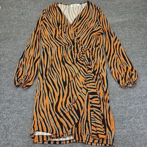 Diane Von Furstenberg Toronto wrap-effect zebra-print jersey mini dress size XL